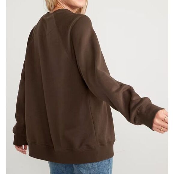 Old Navy Women Sz XL French Roast Brown Oversized French Terry Tunic Sweatshirt - Picture 9 of 9